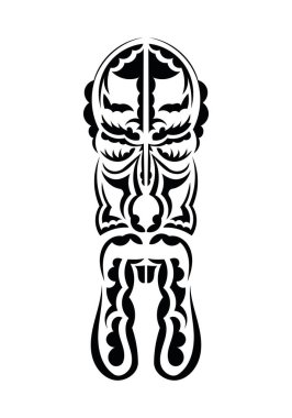 Polinezya tarzı yüz. Dövme şablonu hazır. Düz stil. Vetcor.