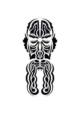 Geleneksel kabile tarzında maske. Siyah dövme izleri. Beyaz arka planda izole edilmiş. Vetcor.