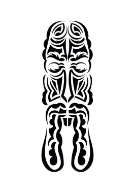 Geleneksel kabile tarzında maske. Siyah dövme izleri. Düz stil. Vektör illüstrasyonu.