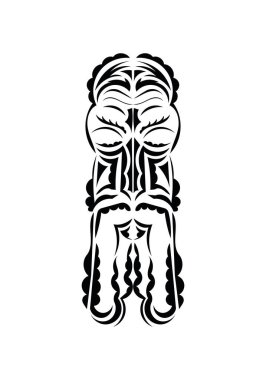 Geleneksel kabile tarzında maske. Dövme şablonu hazır. Beyaz arka planda izole edilmiş. Vetcor.