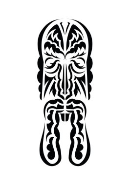 Eski kabilelerin tarzında bir maske. Dövme izleri. İzole edilmiş. Vektör illüstrasyonu.