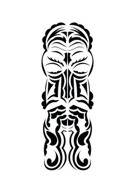 Eski kabilelerin tarzında bir maske. Dövme izleri. Beyaz arka planda izole edilmiş. Vektör illüstrasyonu.