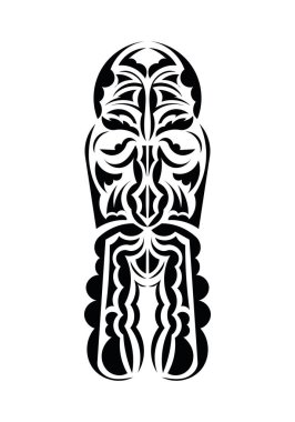 Eski kabilelerin tarzında bir maske. Dövme izleri. Beyaz arka planda izole edilmiş. Vetcor.