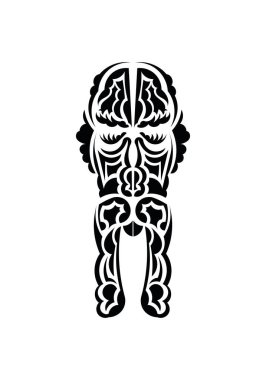 Eski kabilelerin tarzında bir maske. Dövme izleri. Düz stil. Vektör illüstrasyonu.