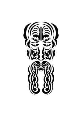 Eski kabilelerin tarzında bir maske. Siyah dövme izleri. İzole edilmiş. Vektör illüstrasyonu.