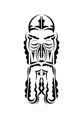 Geleneksel kabile tarzında yüz. Dövme şablonu hazır. İzole edilmiş. Vektör illüstrasyonu.