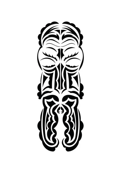 面对古老部落的风格 黑色纹身图案 平淡的风格 维特克尔 — 图库矢量图片