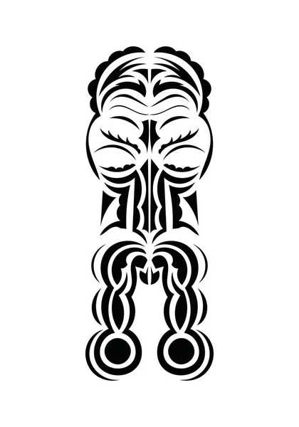 Cara Estilo Maori Padrões Tatuagem Estilo Plano Ilustração Vetorial — Vetor de Stock