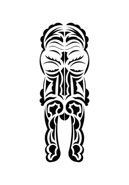 Cara Estilo Maori Padrões Tatuagem Preta Estilo Plano Vetcor — Vetor de Stock