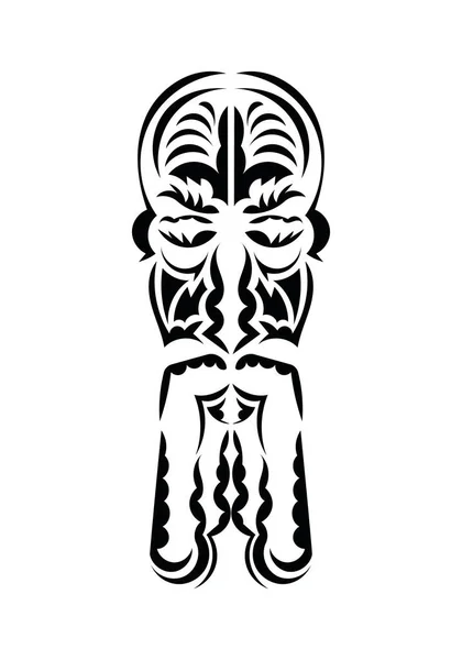 Polynesian Style Face Black Tattoo Patterns Flat Style Vetcor — Stock Vector