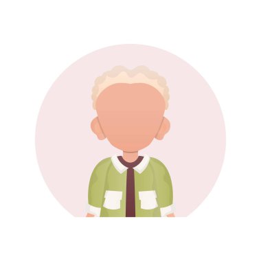 Tatlı bir anaokulu çocuğunun Avatar 'ı. Beyaz arka planda izole edilmiş. Çizgi film tarzında vektör illüstrasyonu.