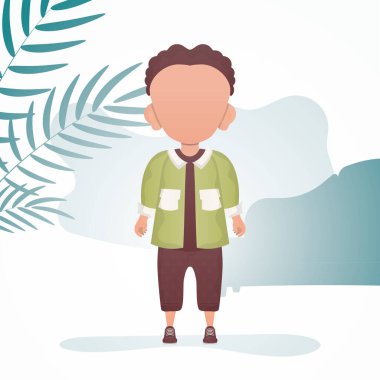 Sevimli küçük bir çocuk tam gelişim ile tasvir edilir. Çocuklu bir poster. Çizgi film tarzı. Vektör illüstrasyonu.