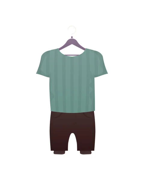 Shirt Shorts Set Children Clothes Boy Isolated Vector Illustration Cartoon — Image vectorielle