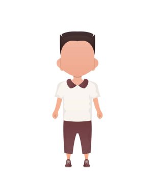 Şirin çocuk büyümüş de büyümüş. İzole edilmiş. Çizgi film tarzı. Vektör illüstrasyonu