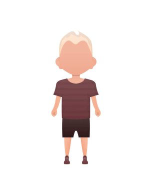 Büyümüş tatlı bir çocuk. İzole edilmiş. Çizgi film tarzı. Vektör illüstrasyonu