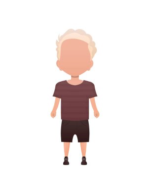 Anaokulu çağındaki bir çocuk tam gelişim gösteriyor. İzole edilmiş. Çizgi film tarzı. Vektör illüstrasyonu