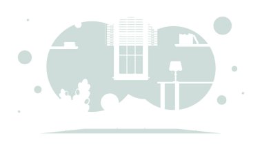 Düz bir oda. Sahnenin arka planı. Vektör illüstrasyonu