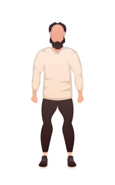 Atletik adam tam gelişim gösteriyor. İzole edilmiş. Çizgi film tarzı. Vektör illüstrasyonu