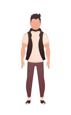 Tam gelişmiş güçlü bir adam. İzole edilmiş. Çizgi film tarzı. Vektör illüstrasyonu