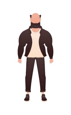 Sports guy in full growth. Isolated. Cartoon style. Vector illustration