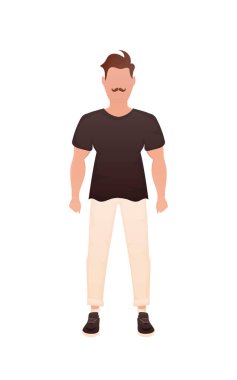 Büyürken güçlü bir adam. İzole edilmiş. Çizgi film tarzı. Vektör illüstrasyonu