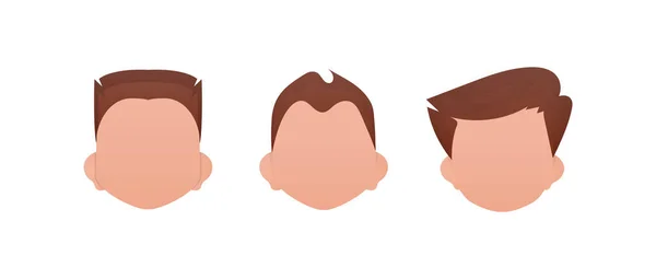 Set Faces Little Boys Different Styles Haircuts Isolated White Background — Vetor de Stock