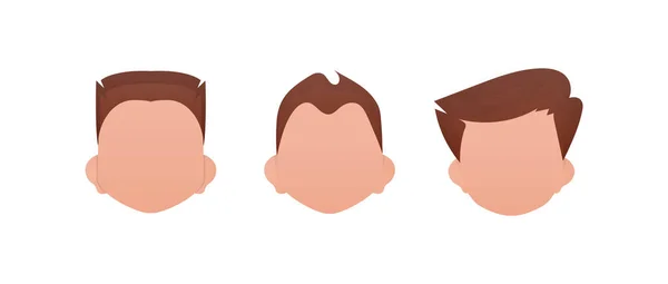 Ensemble Visages Petits Garçons Avec Différents Styles Coupes Cheveux Isolé — Image vectorielle