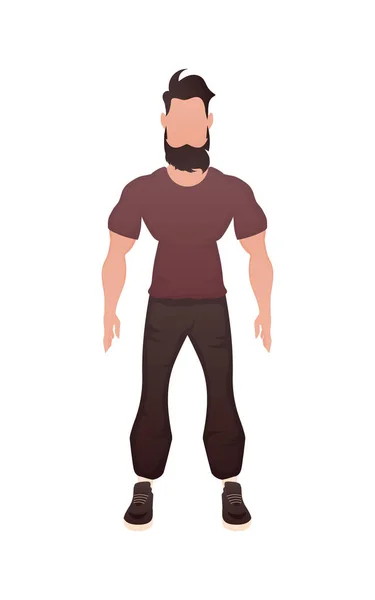 Young Guy Stands Full Growth Isolated Cartoon Style Vector Illustration — Vector de stock