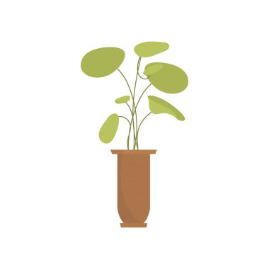 Saksıdaki saksı. İzole edilmiş. Düz stil. Vektör illüstrasyonu