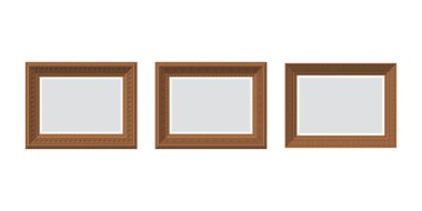 Bir dizi boş kahverengi tablo. İzole edilmiş. Düz stil. Vektör illüstrasyonu