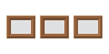 Boş ahşap çerçeveler. İzole edilmiş. Düz stil. Vektör illüstrasyonu