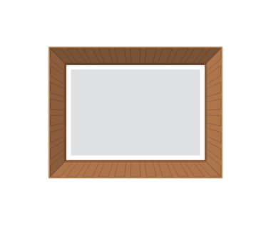 Eski, boş ahşap çerçeve. İzole edilmiş. Düz stil. Vektör illüstrasyonu
