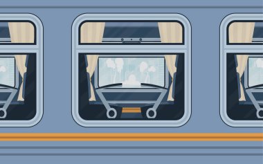 Windows Treni. Tren dışarıda gösteriliyor. Çizgi film tarzı. Düz biçim.