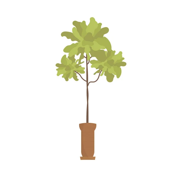 Decorative Houseplant Pot Isolated Flat Style Vector Illustration — Stockvektor