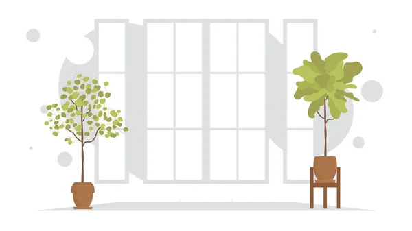 Chambre Avec Plante Intérieur Intérieur Style Plat Illustration Vectorielle — Image vectorielle