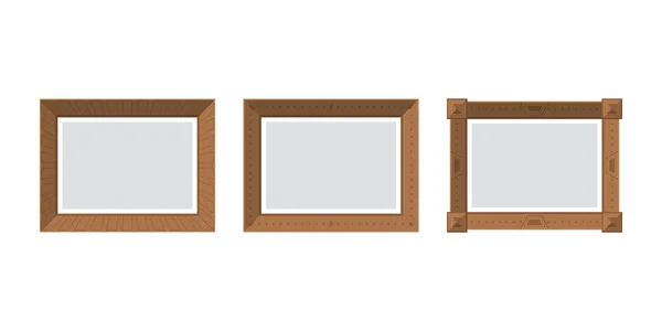 Set Empty Picture Frames Isolated Flat Style Vector Illustration — стоковый вектор