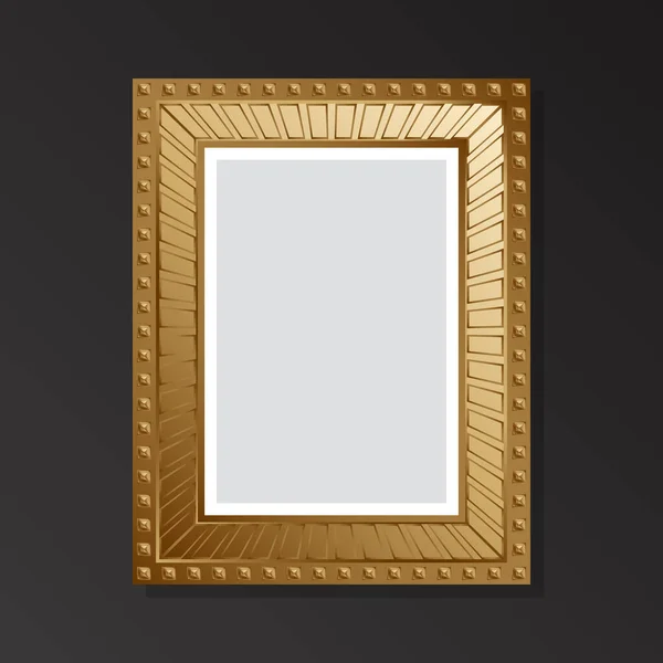 Gold Style Vintage Empty Frame Black Background Flat Style Vector — Vetor de Stock