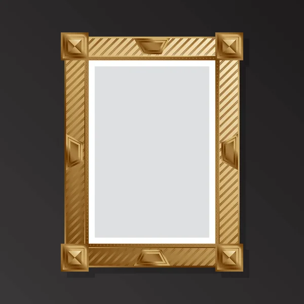 Golden Style Empty Retro Picture Black Background Flat Style Vector — Stok Vektör