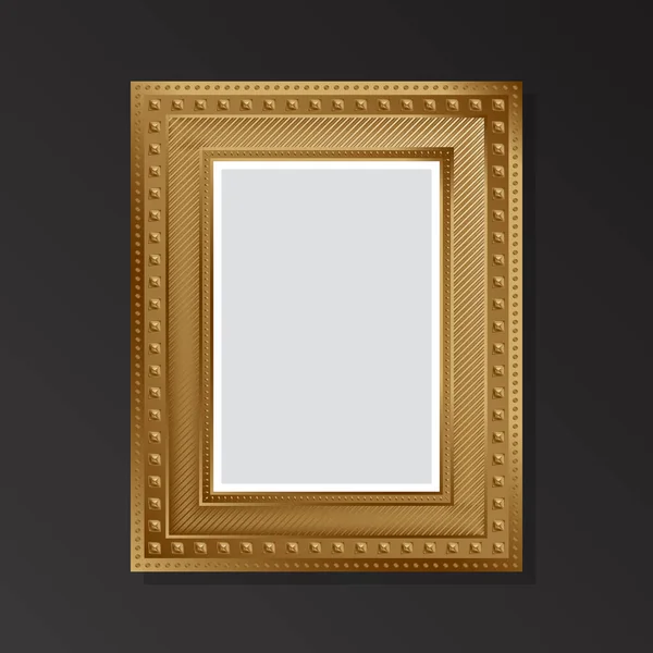 Estilo Dorado Marco Vacío Sobre Fondo Negro Estilo Plano Ilustración — Vector de stock