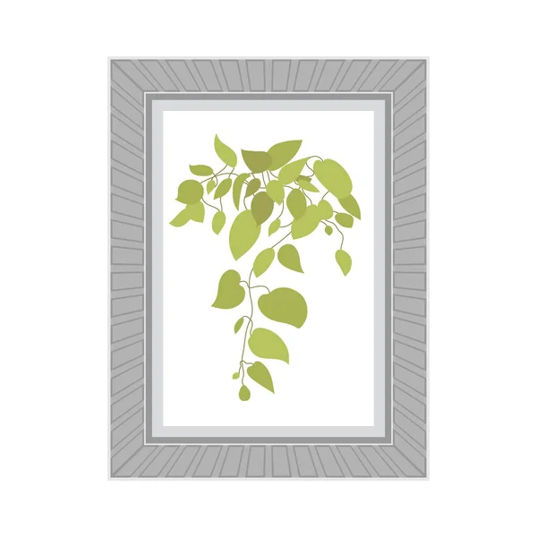 Picture Gray Frames Depicting Ornamental Plant Isolated Flat Style Vector — Stock Vector