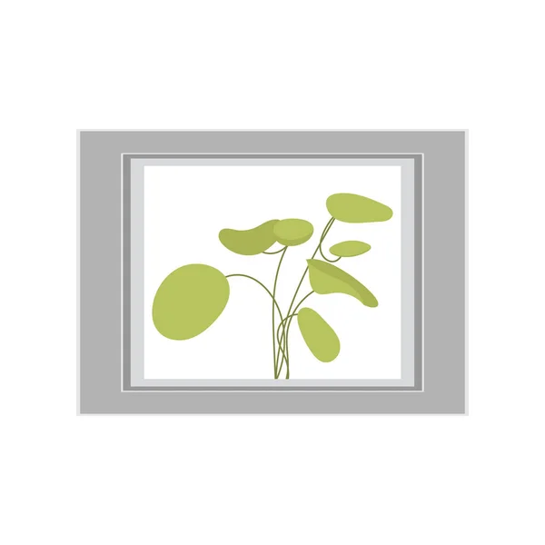 Painting Depicting Green Plant Isolated Flat Style Vector Illustration — Stock Vector