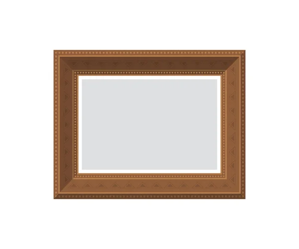 Empty Wooden Picture Frame Isolated Flat Style Vector Illustration — Stockvektor