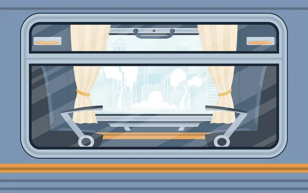 Windows Empty Commuter Train Train Shown Cartoon Style Flat Style — Stok Vektör