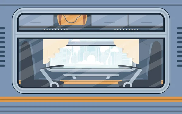Windows Empty Commuter Train Electricity Cartoon Style Flat Style — Stockový vektor