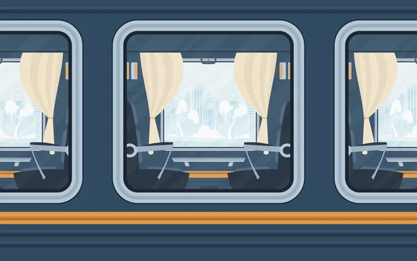 Windows Train Train Shown Cartoon Style Flat Style — Vettoriale Stock