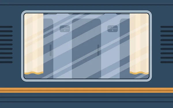 Train Compartment Windows Rail Transport Shown Cartoon Style Flat Style — Stockvector