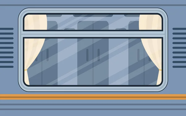 Train Compartment Windows Rail Transport Shown Cartoon Style Flat Style — 图库矢量图片