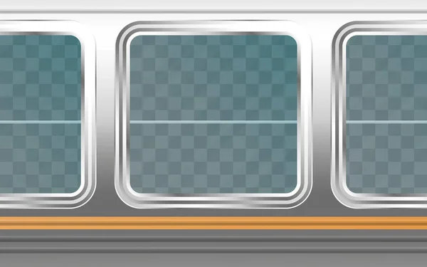 Realistické Průhledné Kovové Okno Vlaku Železniční Doprava Vektor — Stockový vektor