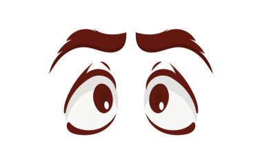 Güzel gözleri, güzel kirpikleri ve kaşları olan güzel bir kadının korkmuş yüzünü kapat. Vektör illüstrasyonu