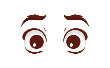 Güzel gözleri, güzel kirpikleri ve kaşları olan güzel bir kadının korkmuş yüzünü kapat. Vektör illüstrasyonu